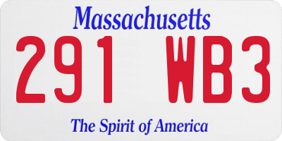 MA license plate 291WB3