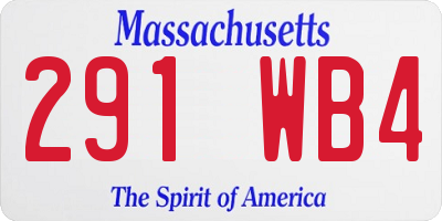 MA license plate 291WB4