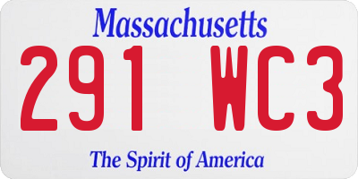 MA license plate 291WC3