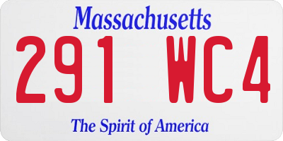 MA license plate 291WC4