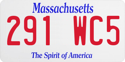 MA license plate 291WC5