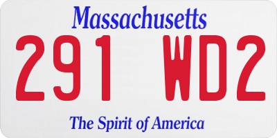 MA license plate 291WD2