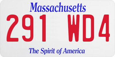 MA license plate 291WD4