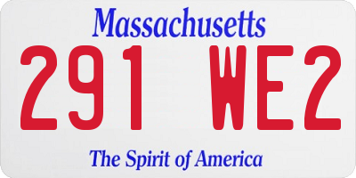 MA license plate 291WE2