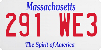 MA license plate 291WE3