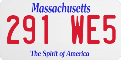 MA license plate 291WE5
