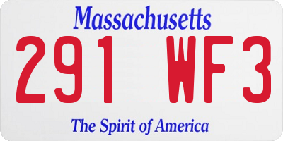 MA license plate 291WF3
