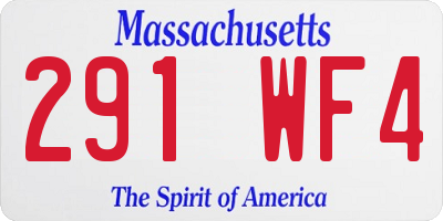 MA license plate 291WF4