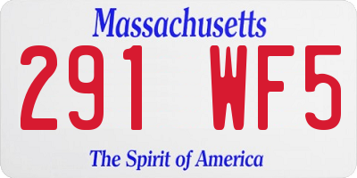 MA license plate 291WF5