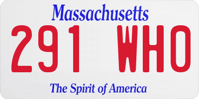 MA license plate 291WH0