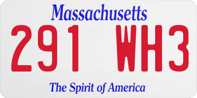 MA license plate 291WH3