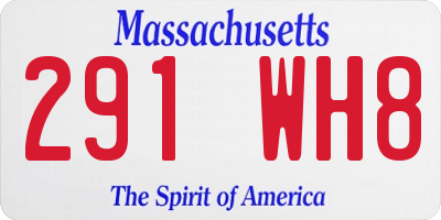 MA license plate 291WH8