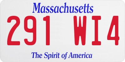 MA license plate 291WI4