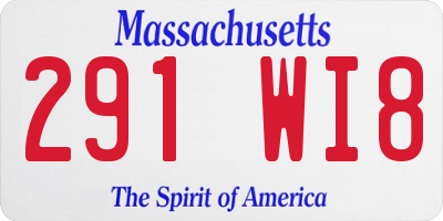 MA license plate 291WI8