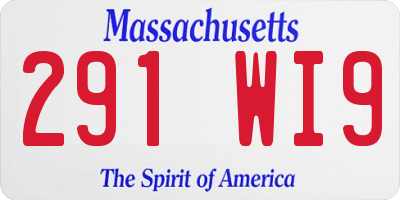 MA license plate 291WI9