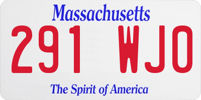 MA license plate 291WJ0