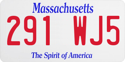 MA license plate 291WJ5