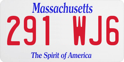 MA license plate 291WJ6