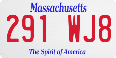 MA license plate 291WJ8
