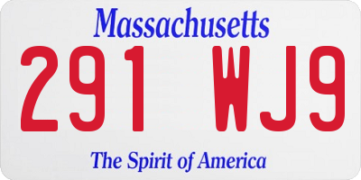 MA license plate 291WJ9