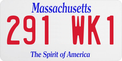 MA license plate 291WK1