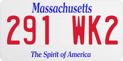 MA license plate 291WK2