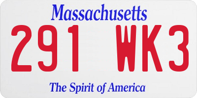 MA license plate 291WK3
