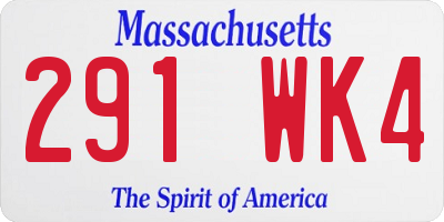MA license plate 291WK4