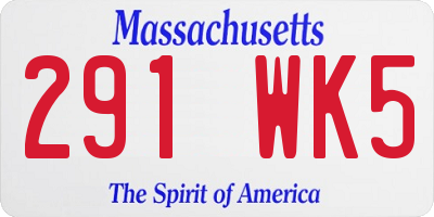 MA license plate 291WK5
