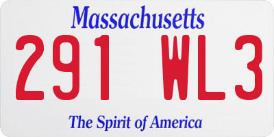 MA license plate 291WL3