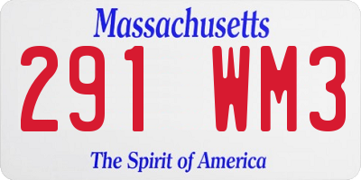 MA license plate 291WM3