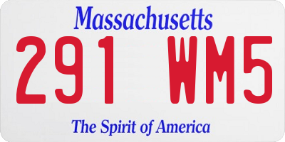 MA license plate 291WM5