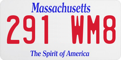 MA license plate 291WM8