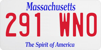MA license plate 291WN0