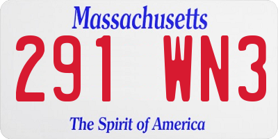 MA license plate 291WN3