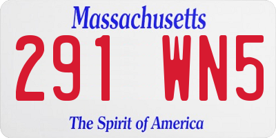 MA license plate 291WN5
