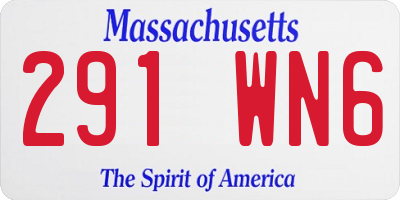 MA license plate 291WN6