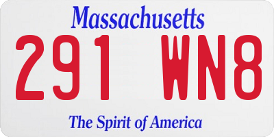 MA license plate 291WN8