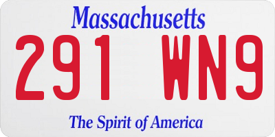 MA license plate 291WN9