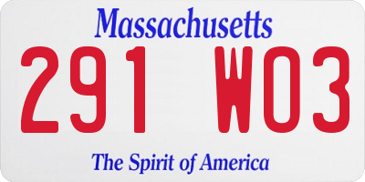 MA license plate 291WO3