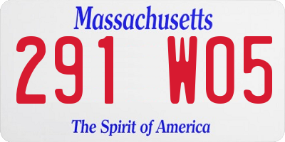 MA license plate 291WO5