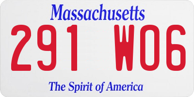 MA license plate 291WO6