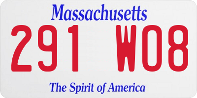 MA license plate 291WO8