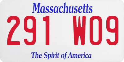 MA license plate 291WO9