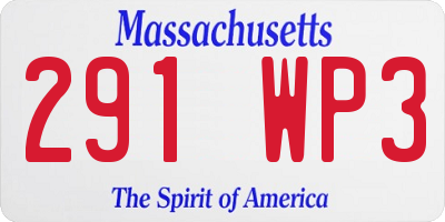 MA license plate 291WP3