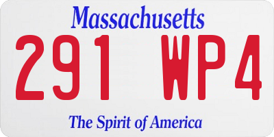 MA license plate 291WP4