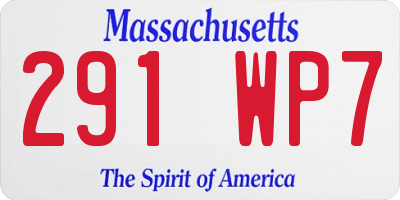 MA license plate 291WP7
