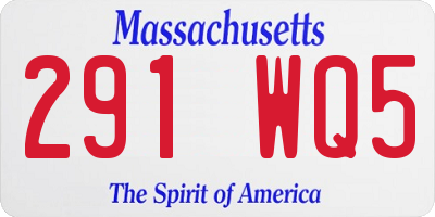MA license plate 291WQ5