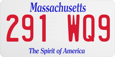 MA license plate 291WQ9