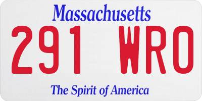 MA license plate 291WR0